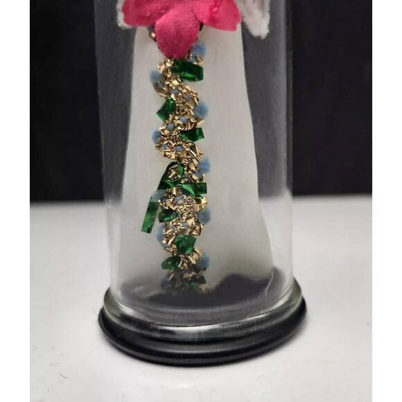 Vintage Miniature Geisha Bride Doll in Glass Dome Gown Veil Bouquet 4" Taiwan - Picture 6 of 10